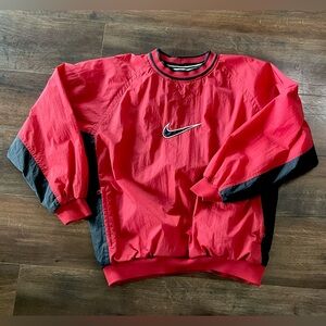 Vintage 90’s Nike Pullover Windbreaker Embroidered Swoosh Red L